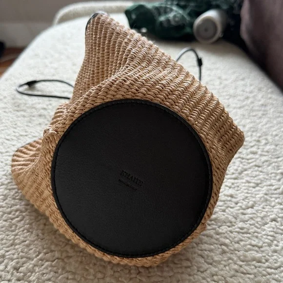 KHAITE Mini Lotus Woven Raffia Leather Top Handle Bag Purse - Picture 5 of 8